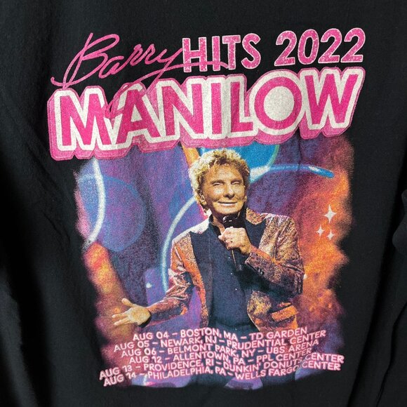 2022 Barry Manilow Hits Concert T Shirt Black Medium M American Singer Soft Rock - Picture 7 of 16